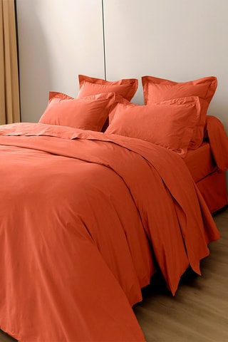Housse de couette en percale de coton 80 fils/cm² - Terracotta