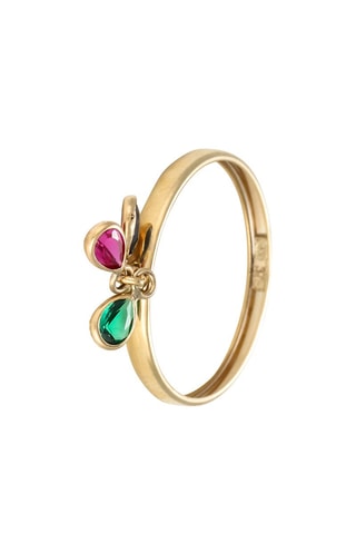 Bague 3 Pierres de couleurs - Or jaune