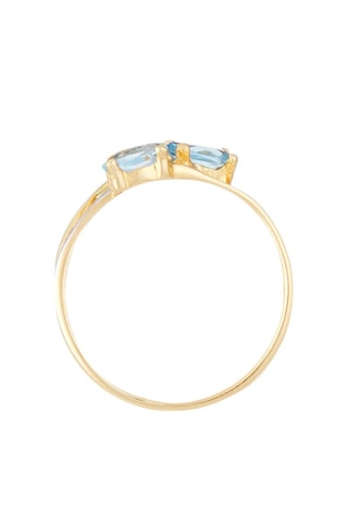 Bague Chemin bleu - Or jaune, or blanc et topazes