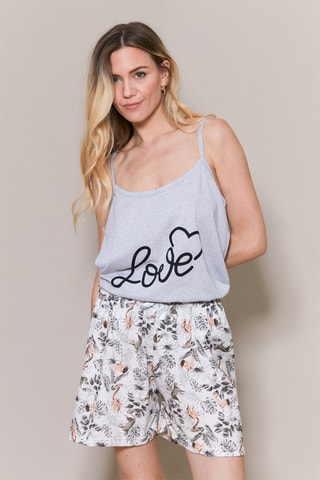 Pijama Miri - Gris claro y blanco