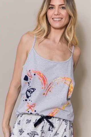 Pijama Einat - Gris claro y azul oscuro