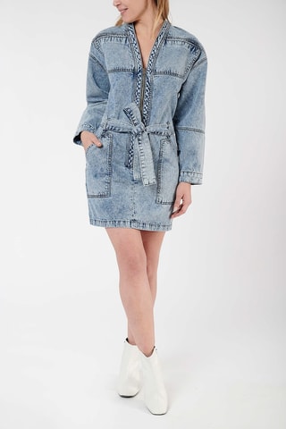 Verwassen Jeans Jurk Regular Fit Brune - Blauw