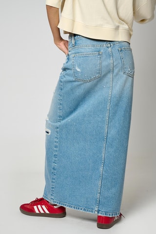 Lange rok met Split Belle - Blauw