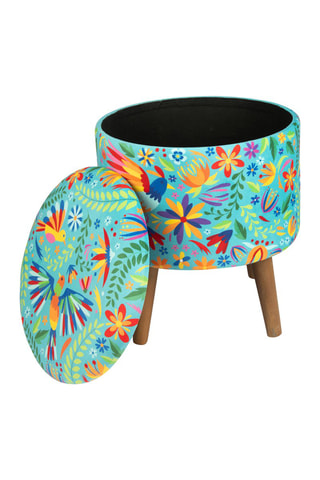 Puf con arcón Mexican - Turquesa - Tacto aterciopelado