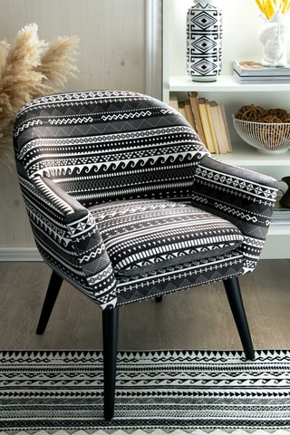 Fauteuil Etnico - Noir et écru - Touche velours