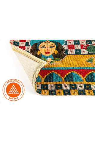 Alfombra - Naranja y celeste - 45 x 75 cm