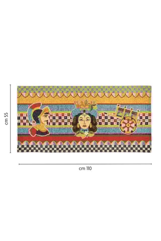 Alfombra - Naranja y celeste - 55 x 110 cm