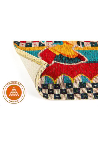 Alfombra - Naranja y celeste - 55 x 110 cm