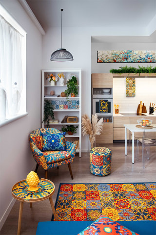 Tapis Trinacria - Jaune et orange - 110 x 165 x 0,7 cm