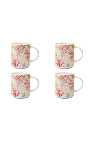 4 tazas de porcelana New Bone China Coral - 30 cl