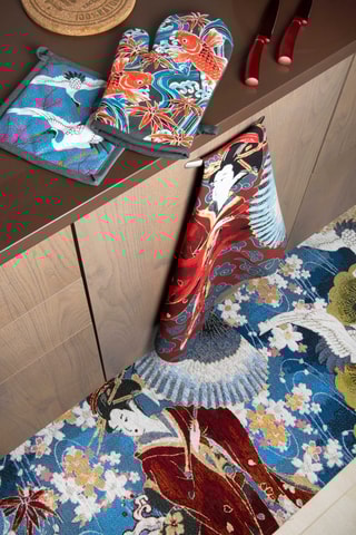 Paño Kimono - Antracita y rojo