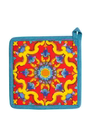 Agarrador cuadrado Trinacria - Rojo y azul