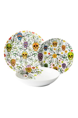 Vajilla de porcelana Calavera - 18 piezas