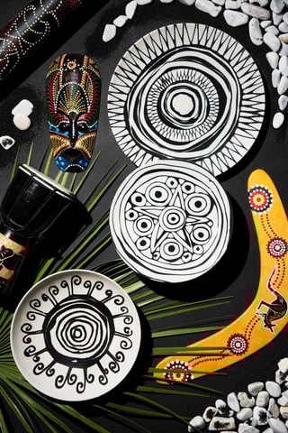 Vajilla de cerámica Tribal - 12 piezas