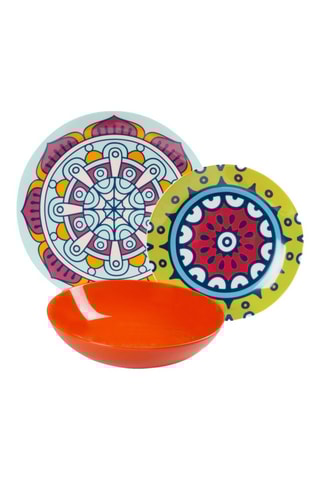 Vajilla Mandala etno de porcelana - 18 piezas