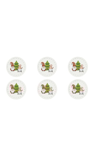 6 platos llanos de porcelana Gnomo Friends - 31,5 cm