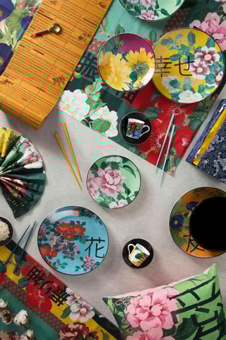 Vajilla de porcelana y gres Furisode - 18 piezas