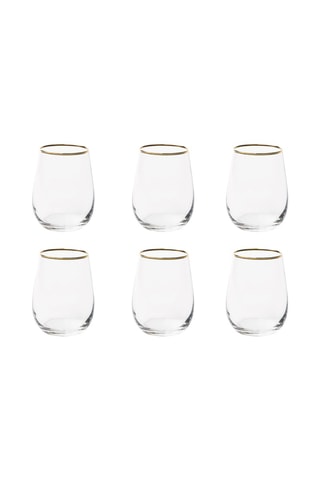 6 vasos de vidrio soplado Gold - 47 cl