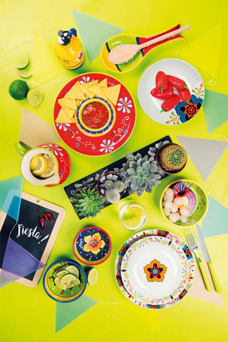 Vajilla de porcelana Tex Mex - 12 piezas