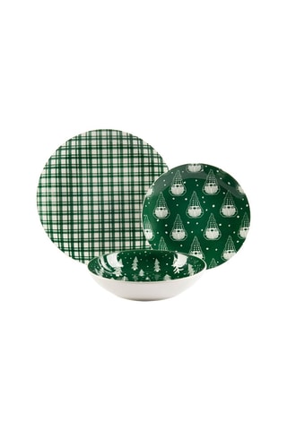 Vajilla de porcelana Green Winter - 18 piezas