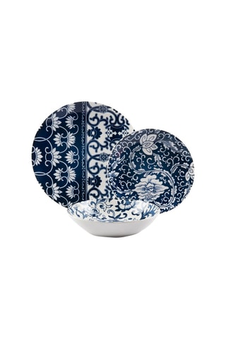 Vajilla de porcelana Blue Silk - 18 piezas