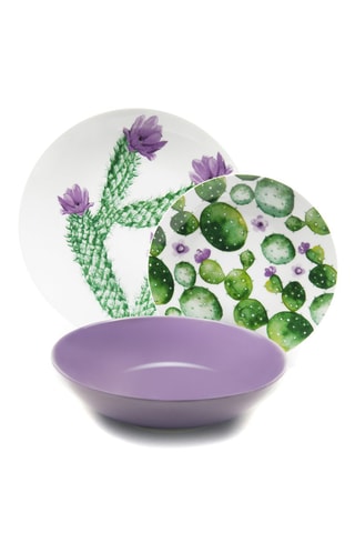 Vajilla de porcelana Flora Cactus -  18 piezas