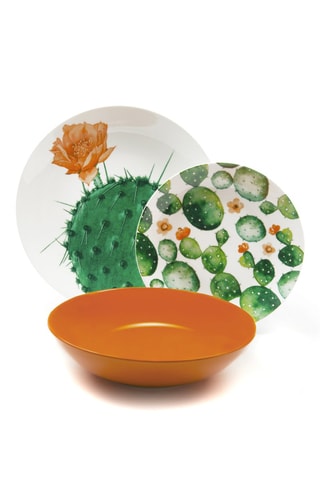 Vajilla de porcelana Flora Cactus -  18 piezas