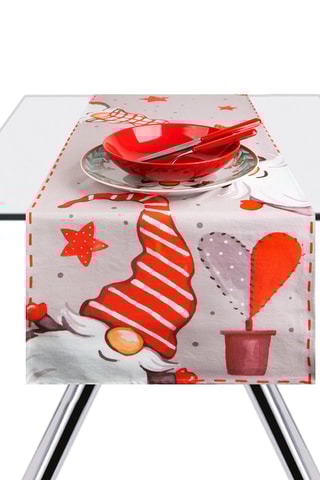 Camino de mesa - Rojo y gris - 45 x 140 cm