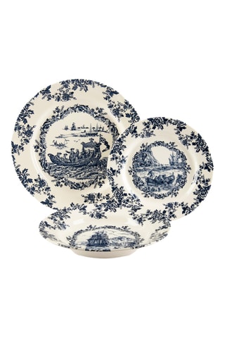 3 platos de cerámica les Voyages Bleu - 28 x 28 x 5 cm