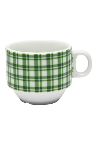 4 tazas de expreso de porceana y soporte Green Winter - 5 piezas