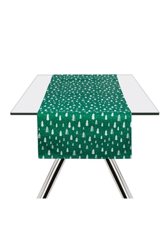 Camino de mesa y servilletas de tela Green Winter - Verde - 145 x 45 x 0,1 / 45 x 45 x 0,1 cm