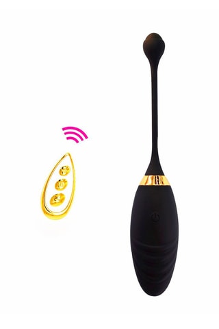 Huevo vibrador con mando - Negro y dorado - 8 x 3 cm
