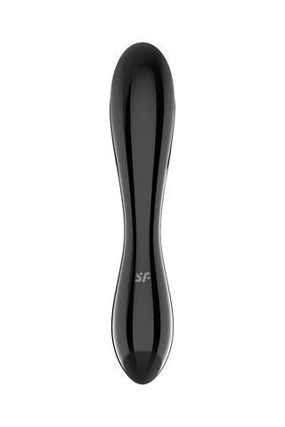 Dildo de vidrio con relieve Dazzling - Negro - 18,2 cm