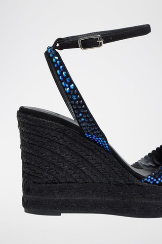 Espadrillas con zeppa in pelle Bali - Nero 