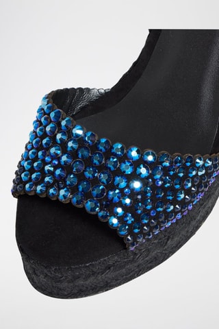 Espadrillas con zeppa in pelle Bali - Nero 