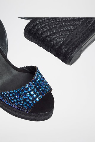 Espadrillas con zeppa in pelle Bali - Nero 