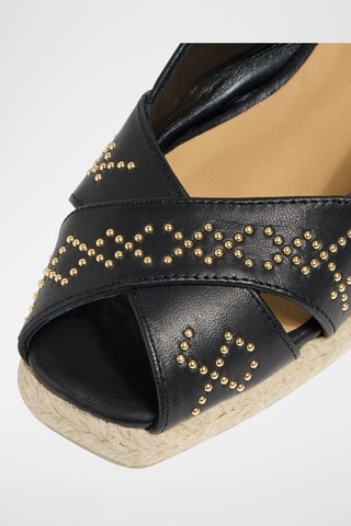 Espadrillas con zeppa in pelle Diana - Nero 