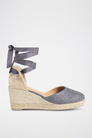 Espadrillas con zeppa in lino - Grigio 
