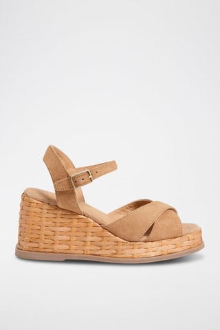 Espadrillas con zeppa in pelle scamosciata Thea - Beige