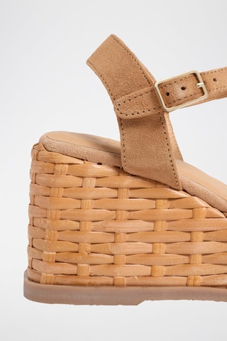Espadrillas con zeppa in pelle scamosciata Thea - Beige