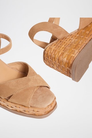 Espadrillas con zeppa in pelle scamosciata Thea - Beige