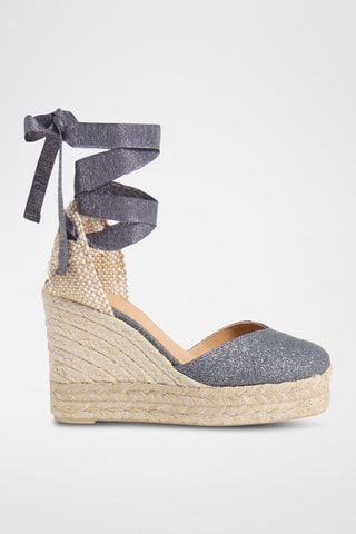 Espadrillas con zeppa in lino Chiara - Grigio 