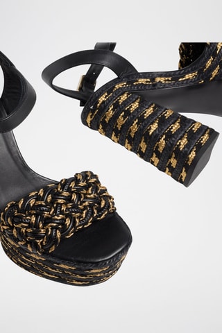 Sandali con tacco in pelle Anne - Nero 