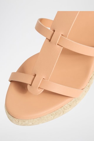 Sandali con zeppa in pelle Tinos - Beige