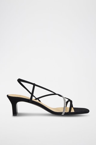 Sandali con tacco in pelle scamosciata Leire - Nero 