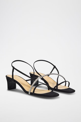 Sandali con tacco in pelle scamosciata Leire - Nero 