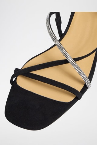 Sandali con tacco in pelle scamosciata Leire - Nero 