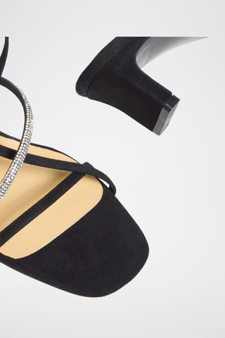 Sandali con tacco in pelle scamosciata Leire - Nero 