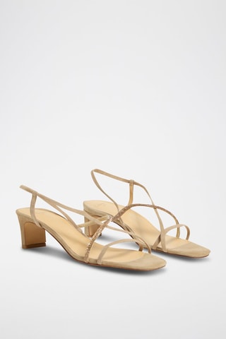 Sandali con tacco in pelle scamosciata Leire - Beige