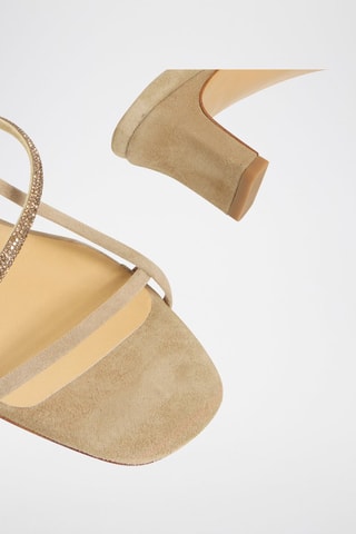 Sandali con tacco in pelle scamosciata Leire - Beige